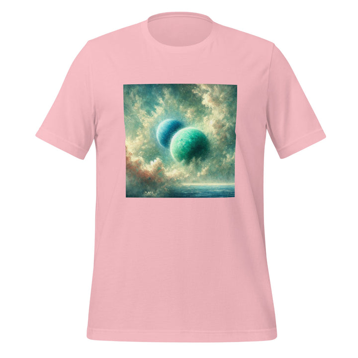 Green Twin Planets Premium Unisex T-shirt - Pink / S - ArtyKoala