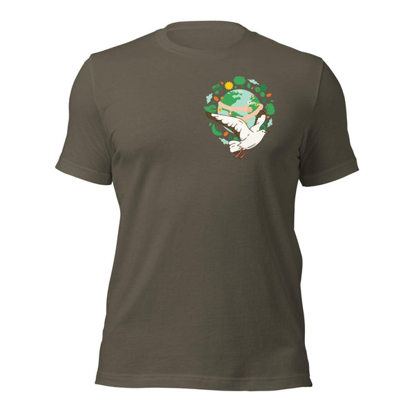 Green World Gull Graphic Tee - Army - S - ArtyKoala
