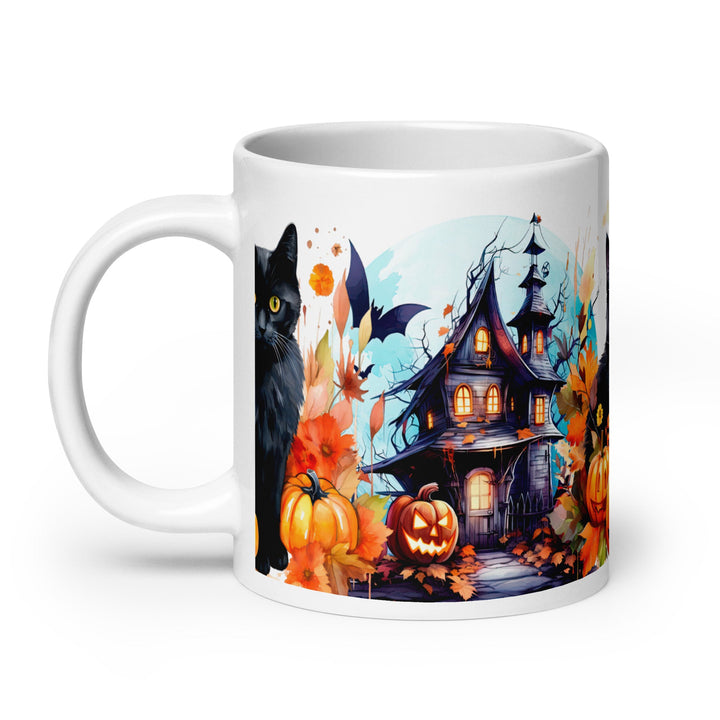 Halloween Black Cat Spirit White glossy mug - 11 oz - ArtyKoala