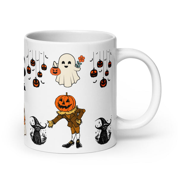 Halloween Cute Boo White glossy mug - 20 oz - ArtyKoala