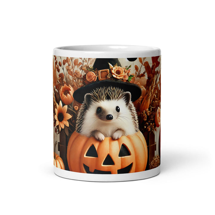 Halloween Cute Hedgehog White glossy mug - 11 oz - ArtyKoala