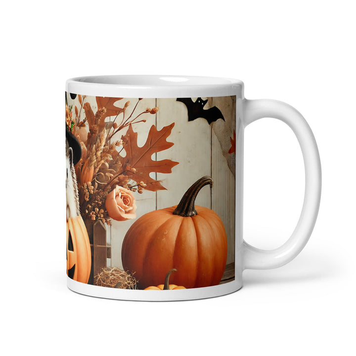 Halloween Cute Hedgehog White glossy mug - 11 oz - ArtyKoala