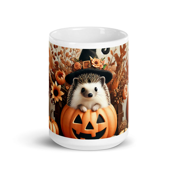 Halloween Cute Hedgehog White glossy mug - 11 oz - ArtyKoala