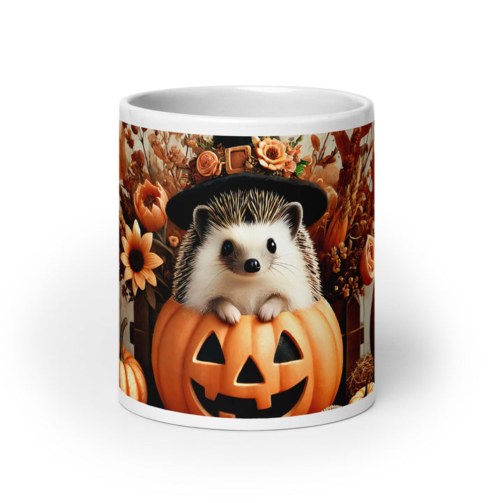 Halloween Cute Hedgehog White glossy mug - 11 oz - ArtyKoala