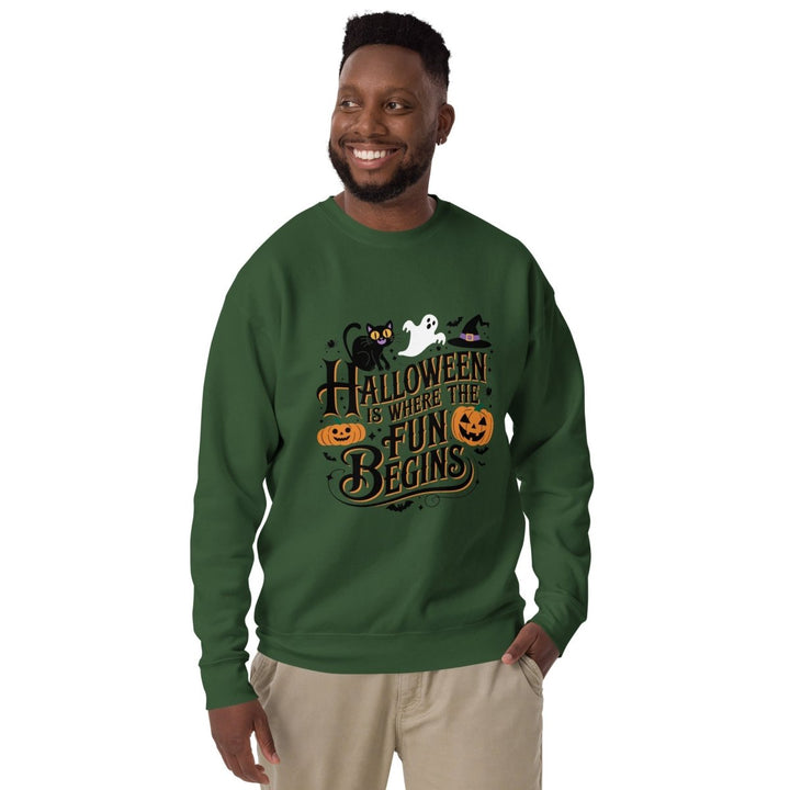 Halloween is Where Graphic Sweatshirt - Forest Green - S - ArtyKoala