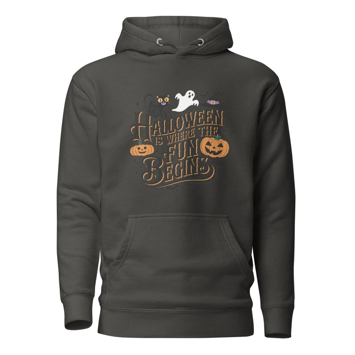 Halloween is Where the Fun Begins Graphic Hoodie - Vintage Black - S - ArtyKoala