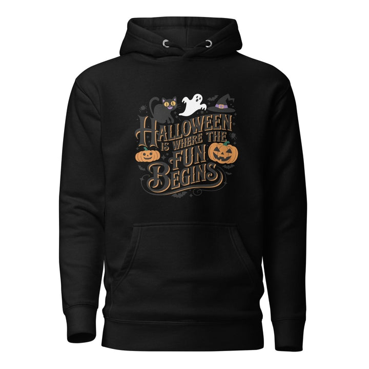 Halloween is Where the Fun Begins Graphic Hoodie - Black - S - ArtyKoala