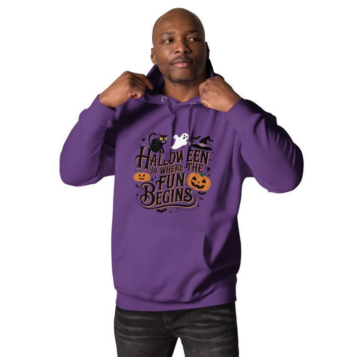 Halloween is Where the Fun Begins Graphic Hoodie - Vintage Black - S - ArtyKoala