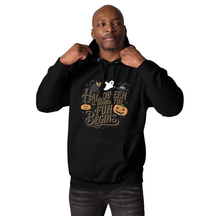 Halloween is Where the Fun Begins Graphic Hoodie - Vintage Black - S - ArtyKoala