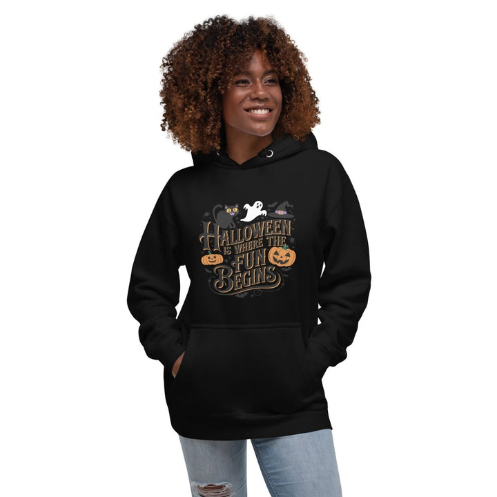 Halloween is Where the Fun Begins Graphic Hoodie - Black - S - ArtyKoala