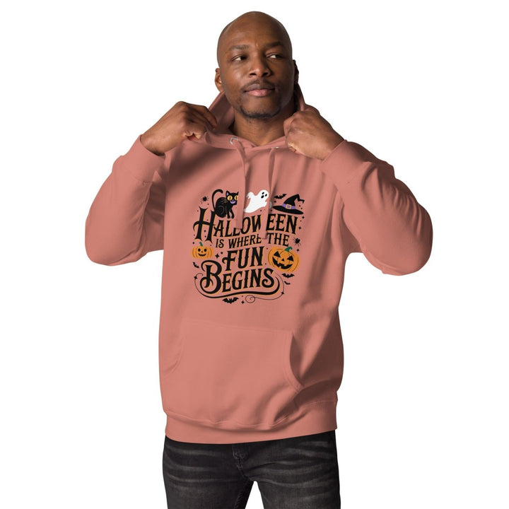 Halloween is Where the Fun Begins Graphic Hoodie - Vintage Black - S - ArtyKoala