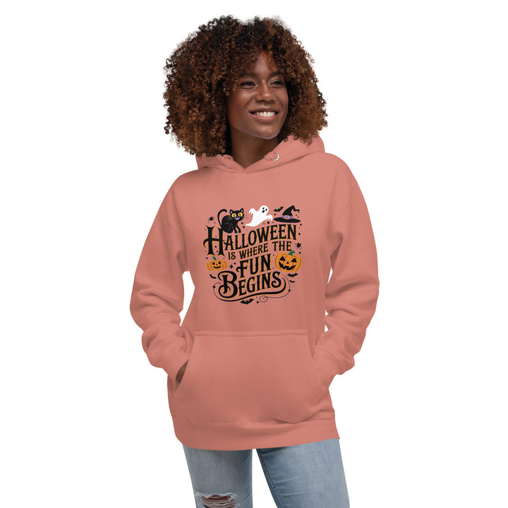 Halloween is Where the Fun Begins Unisex Premium Hoodie - Dusty Rose / S - ArtyKoala