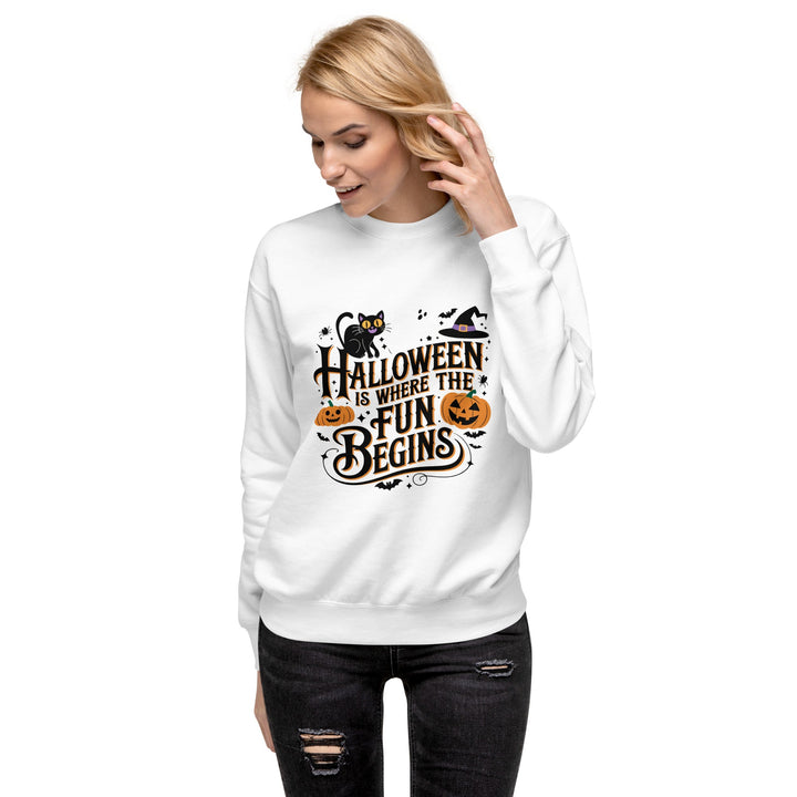 Halloween is Where the Fun Begins Unisex Premium Sweatshirt - ArtyKoala