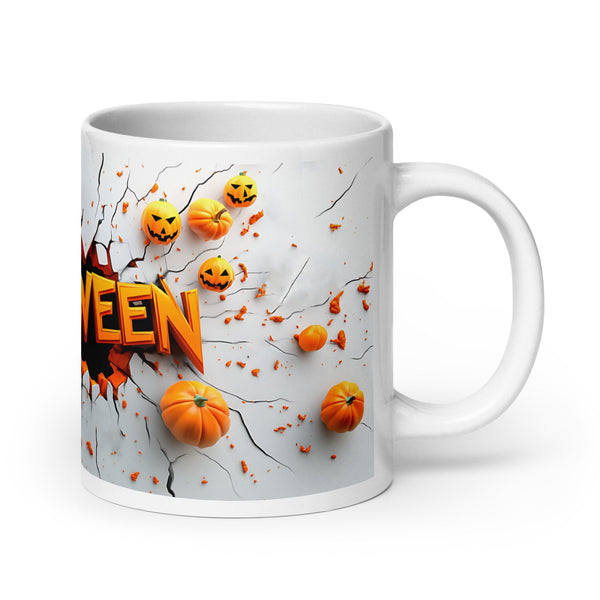 Halloween Pumpkin White glossy mug - 20 oz - ArtyKoala