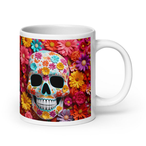 Halloween Skull White glossy mug - 20 oz - ArtyKoala