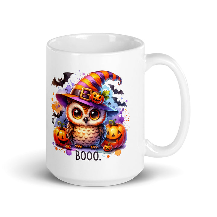 Halloween Witch Owl White glossy mug - 15 oz - ArtyKoala