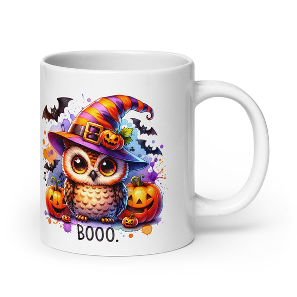 Halloween Witch Owl White glossy mug - 20 oz - ArtyKoala