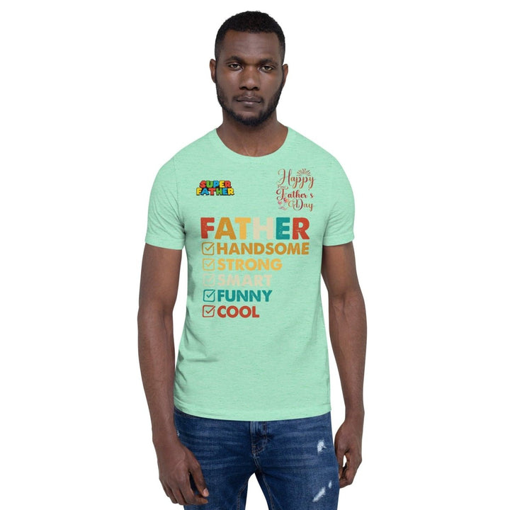 Handsome Dad Graphic Tee - Heather Mint - S - ArtyKoala