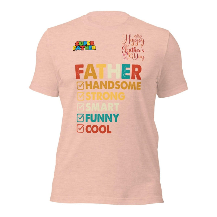 Handsome Dad Graphic Tee - Heather Prism Peach - S - ArtyKoala