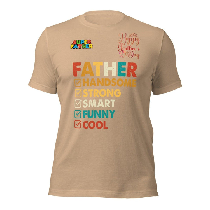Handsome Dad Graphic Tee - Tan - S - ArtyKoala