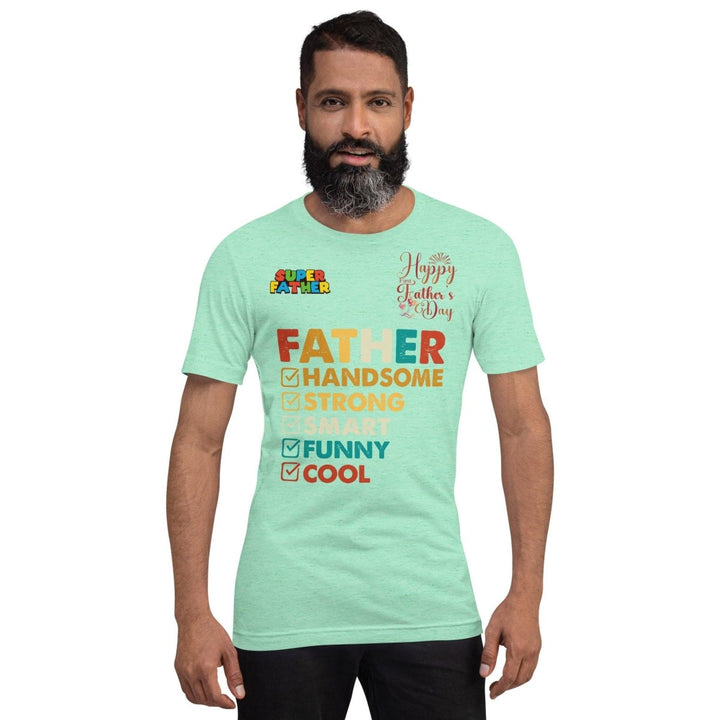 Handsome Dad Graphic Tee - Heather Mint - S - ArtyKoala