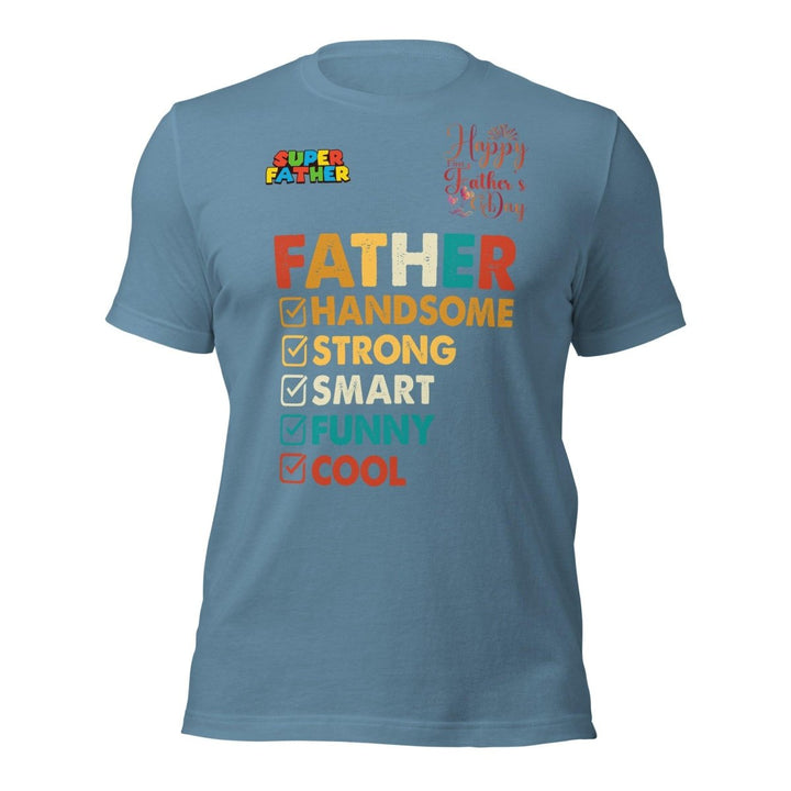 Handsome Dad Graphic Tee - Steel Blue - S - ArtyKoala