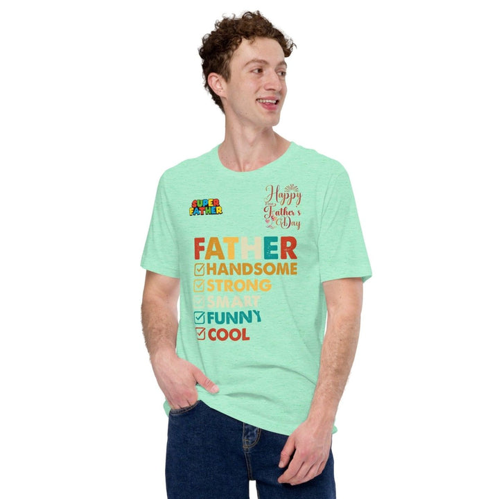 Handsome Dad Graphic Tee - Heather Mint - S - ArtyKoala