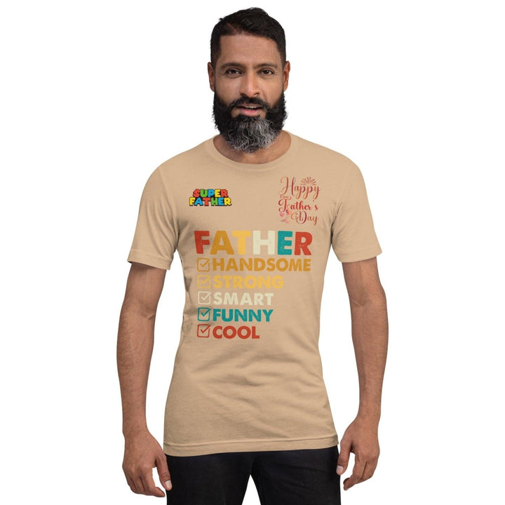 Handsome Dad Graphic Tee - Tan - S - ArtyKoala