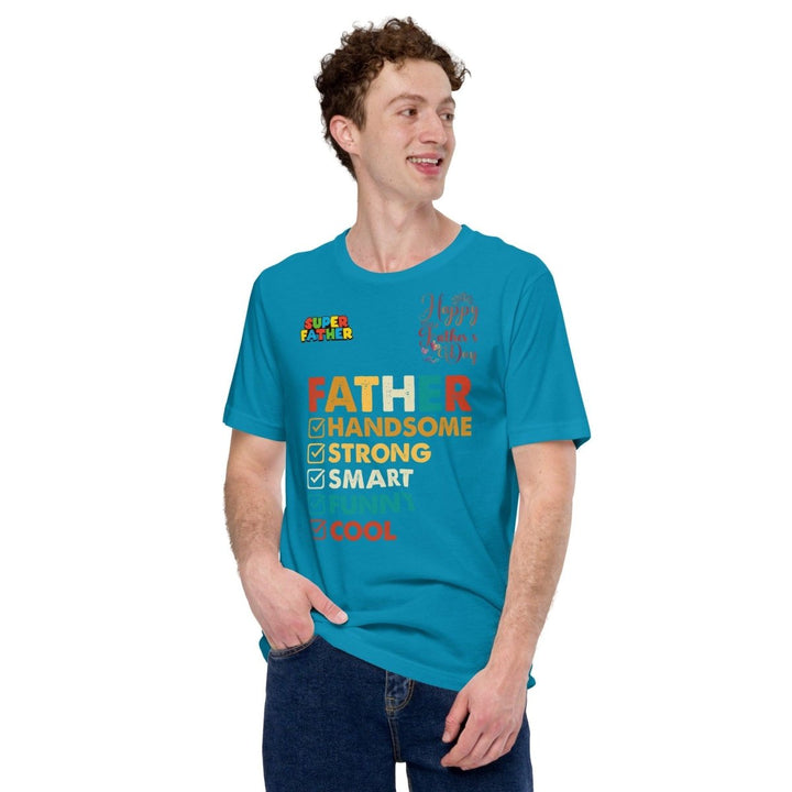 Handsome Dad Graphic Tee - Aqua - S - ArtyKoala