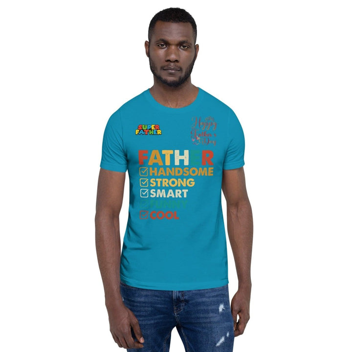 Handsome Dad Graphic Tee - Aqua - S - ArtyKoala