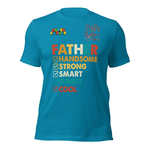 Handsome Dad Graphic Tee - Aqua - S - ArtyKoala
