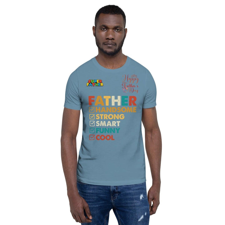 Handsome Dad Graphic Tee - Steel Blue - S - ArtyKoala