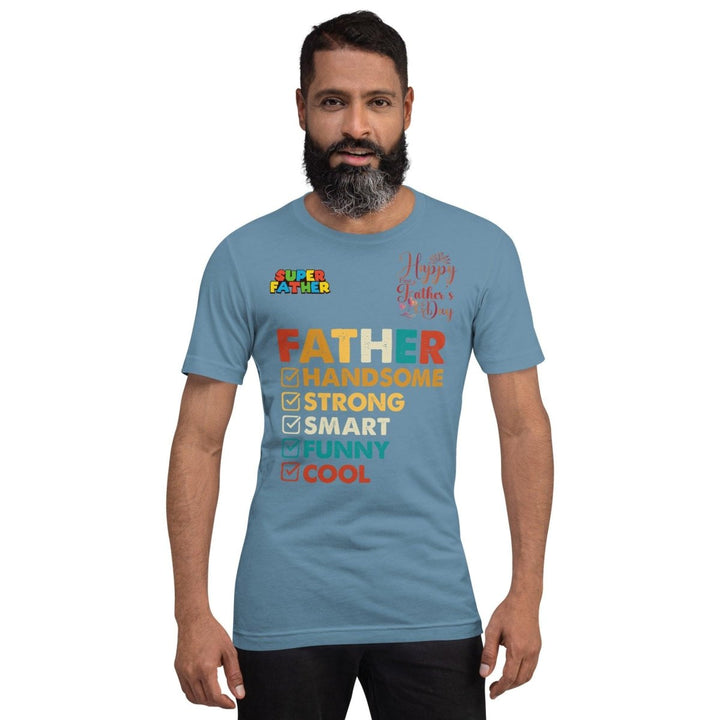 Handsome Dad Graphic Tee - Steel Blue - S - ArtyKoala