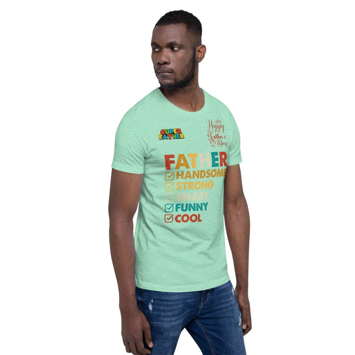 Handsome Dad Graphic Tee - Heather Mint - S - ArtyKoala