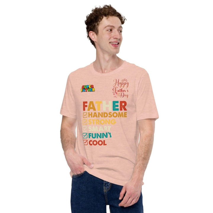 Handsome Dad Graphic Tee - Heather Prism Peach - S - ArtyKoala