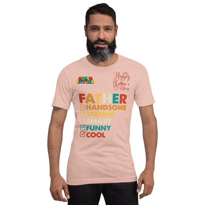 Handsome Dad Graphic Tee - Heather Prism Peach - S - ArtyKoala