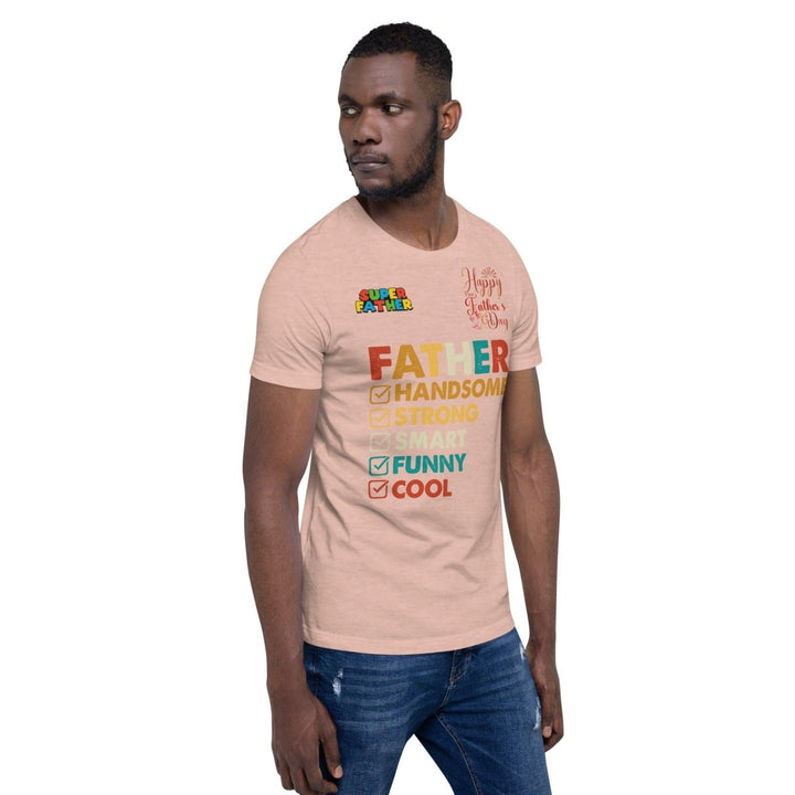 Handsome Dad Graphic Tee - Heather Prism Peach - S - ArtyKoala