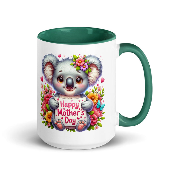 Happy Mother's Day Mug with Color Inside - Dark green / 15 oz - ArtyKoala