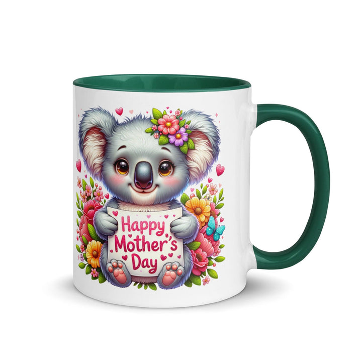 Happy Mother's Day Mug with Color Inside - Dark green / 11 oz - ArtyKoala