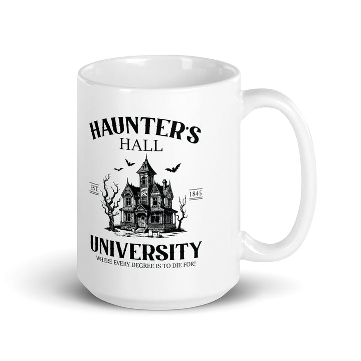 Haunter's Hall University White glossy mug - 15 oz - ArtyKoala