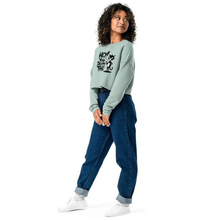 Hey You Drop This Cool Crop Graphic Sweatshirt - Dusty Blue - S - ArtyKoala