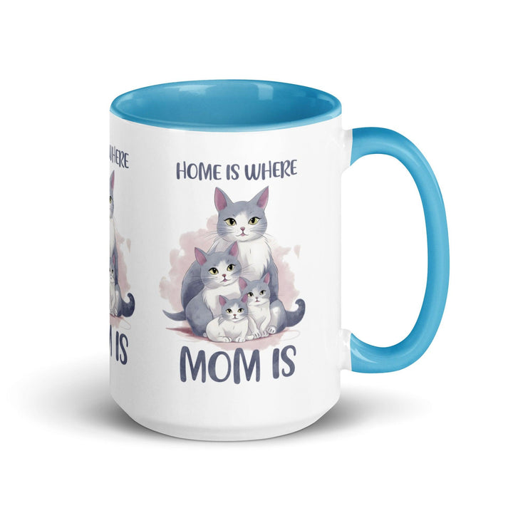 Home Is Where Mom Is Mug with Color Inside - Blue / 15 oz - ArtyKoala