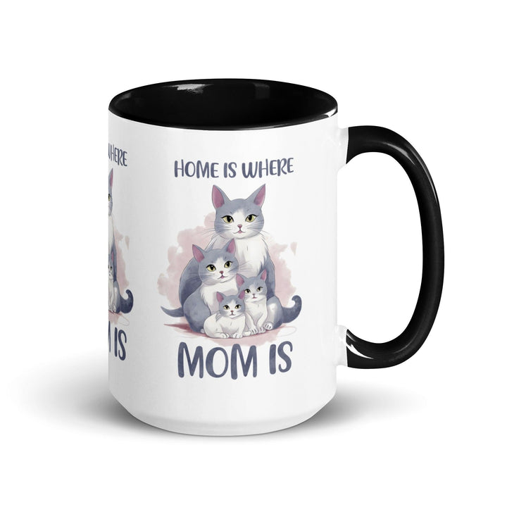 Home Is Where Mom Is Mug with Color Inside - Black / 15 oz - ArtyKoala