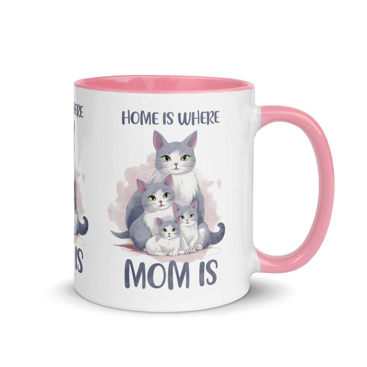 Home Is Where Mom Is Mug with Color Inside - Pink / 11 oz - ArtyKoala