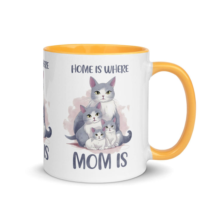 Home Is Where Mom Is Mug with Color Inside - Golden Yellow / 11 oz - ArtyKoala