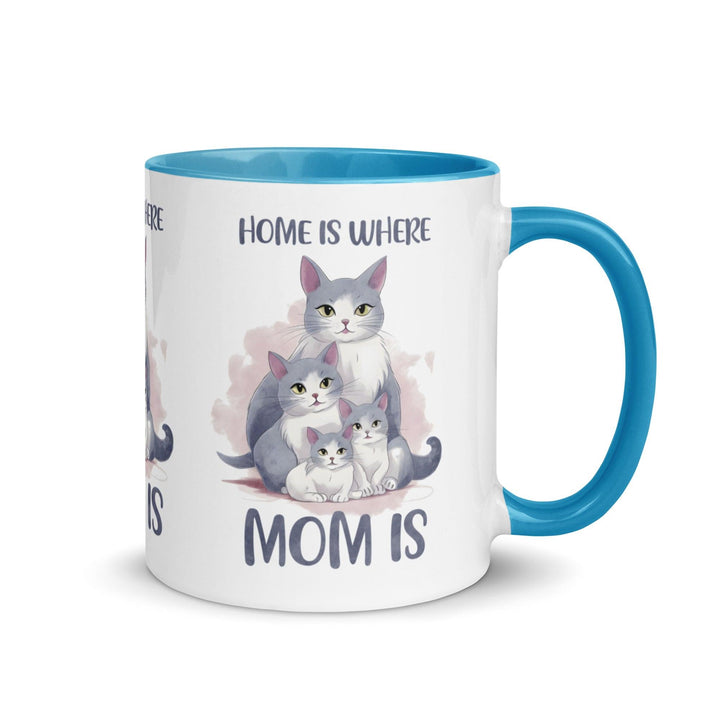 Home Is Where Mom Is Mug with Color Inside - Blue / 11 oz - ArtyKoala