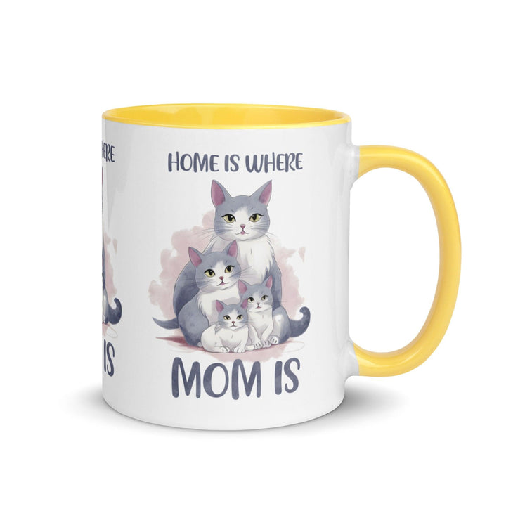 Home Is Where Mom Is Mug with Color Inside - Yellow / 11 oz - ArtyKoala