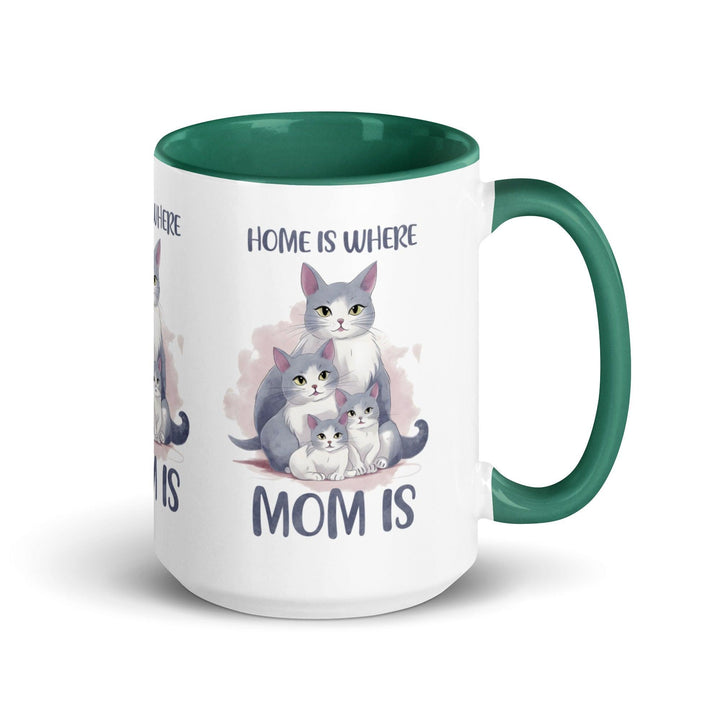 Home Is Where Mom Is Mug with Color Inside - Dark green / 15 oz - ArtyKoala