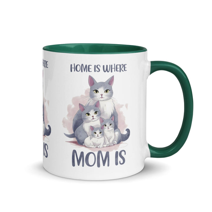 Home Is Where Mom Is Mug with Color Inside - Dark green / 11 oz - ArtyKoala