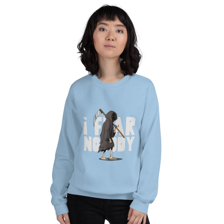 I Fear Nobody Graphic Sweatshirt - Light Blue - S - ArtyKoala